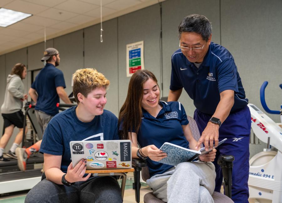 Ithaca College students review information