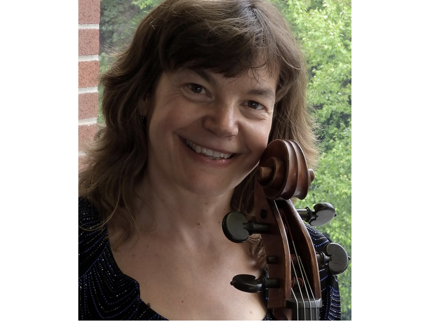 Elizabeth Simkin with her cello.