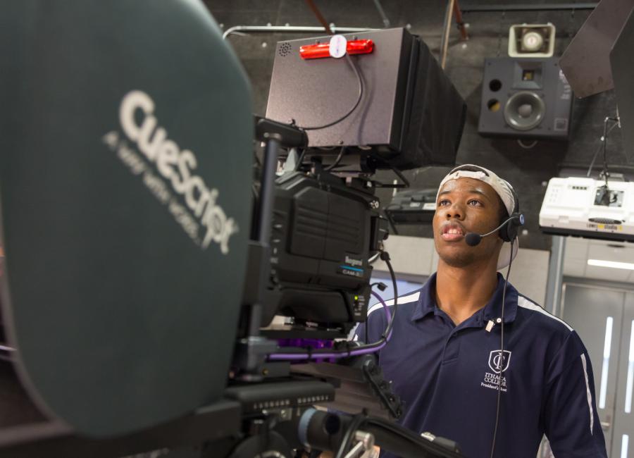 Ithaca College student operates camera