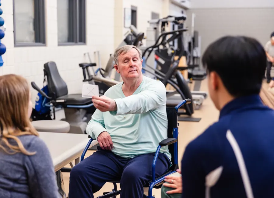 patient doing eye exercises