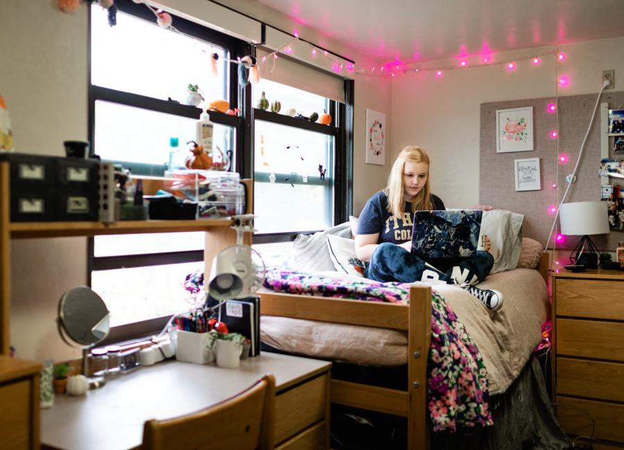 Student studying in their room
