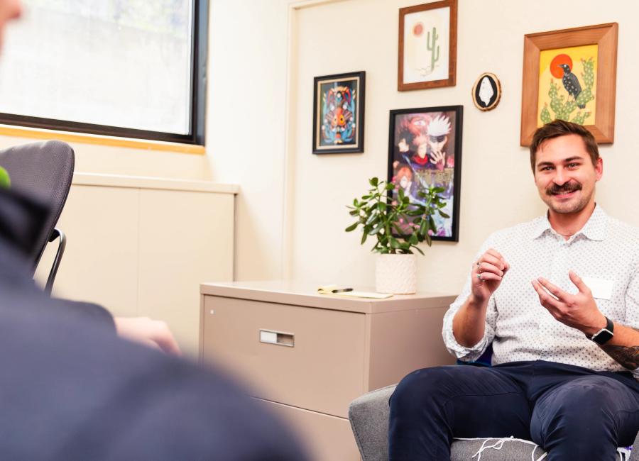 One of the ASC Success Coaches meeting with a student. 