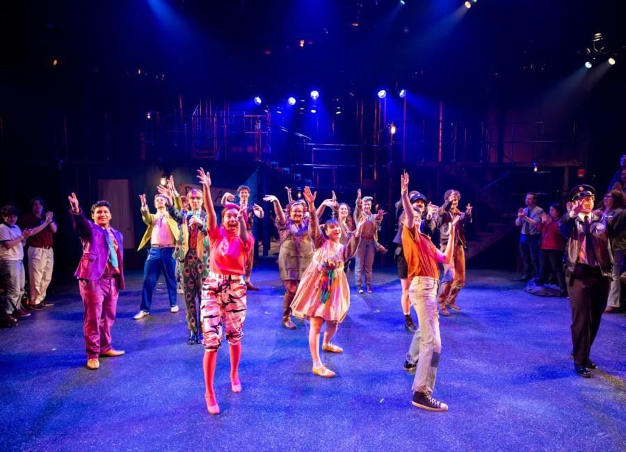 Students from the School of Music, Theatre, and Dance on stage.