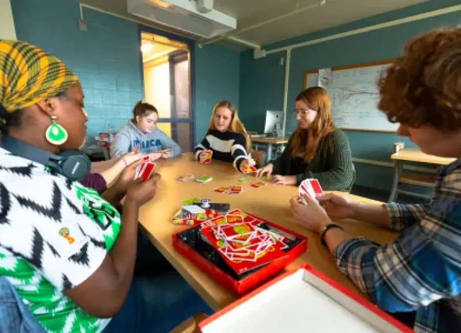 Students in residence hall