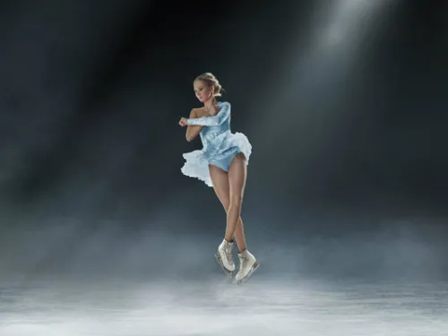 Figure skater mid jump
