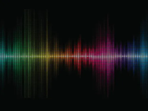 Artistic render of sound waves in multiple colors.