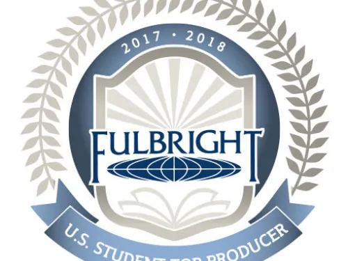 Logos for Fulbright Awards for U.S. Scholar Top Producer and U.S. Student Top Producer.