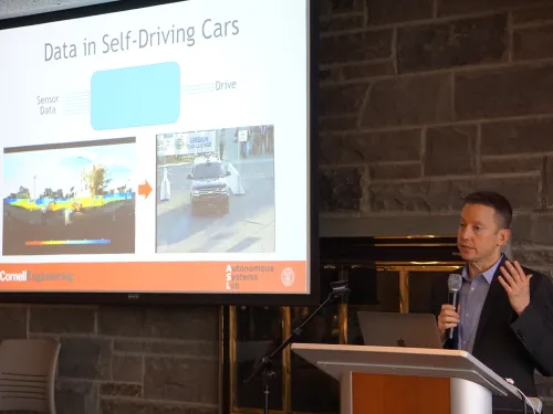 Cornell professor Michael Campbell speaking at Data Day