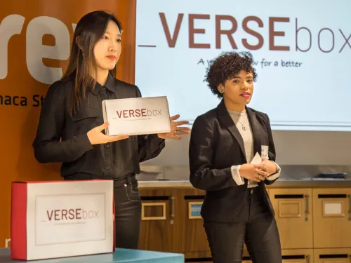 Student present their idea at Demo Day