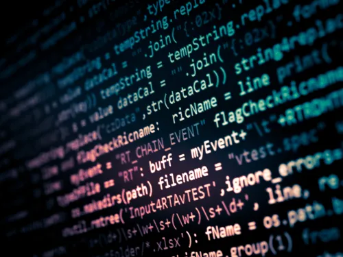 Computer code on a black screen