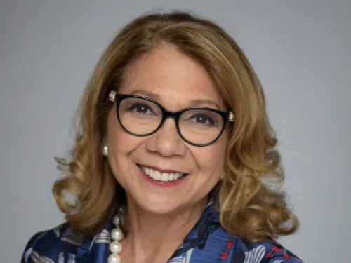 A woman wearing glasses