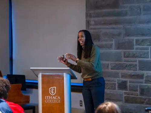 Dr. Bettina Love delivering a lecture