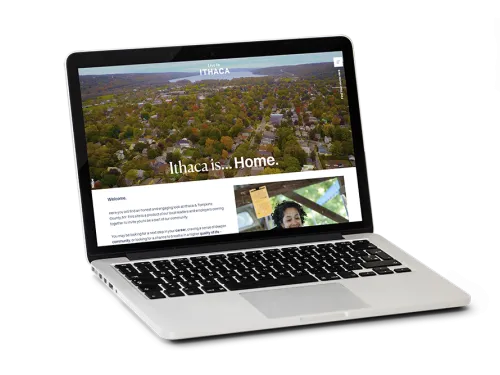 A computer screen showing the Live In Ithaca website