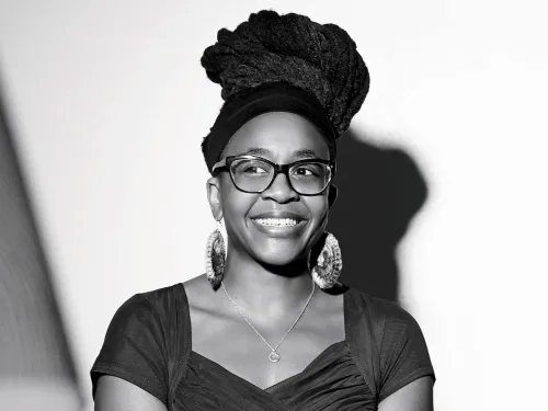 A woman wearing glasses