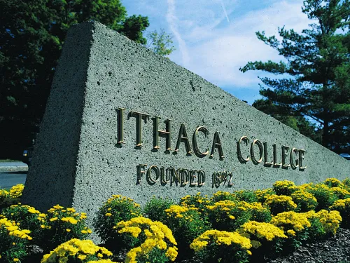 entrance sign for Ithaca College