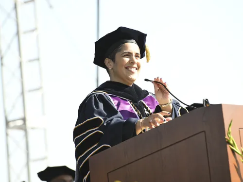 woman at lectern
