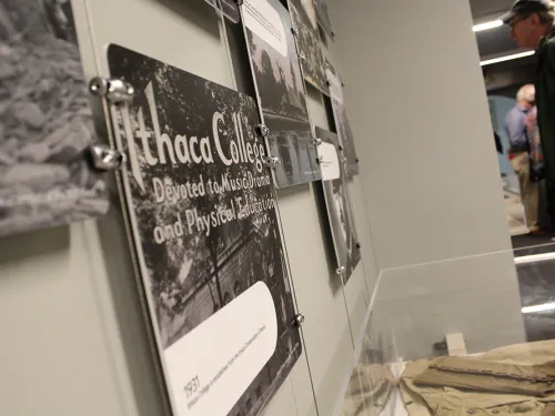 Ithaca College photo on museum wall