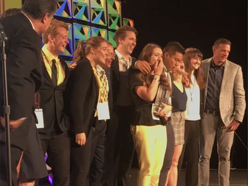 group of students winning award