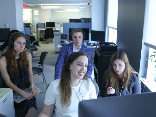 Ithaca students at computer