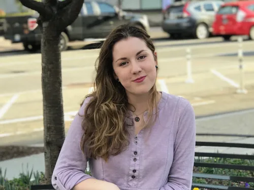 A young woman outside