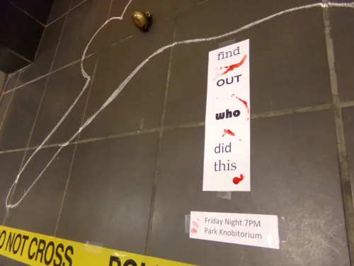 A chalk outline of a person with police tape