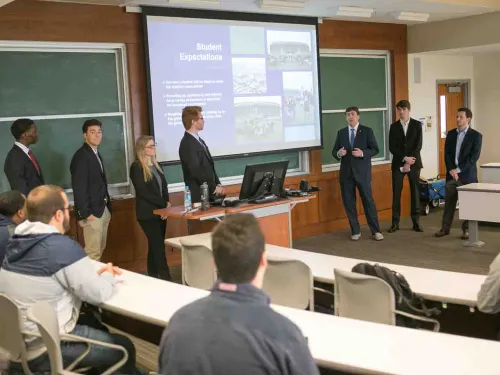 Students presenting in classroom