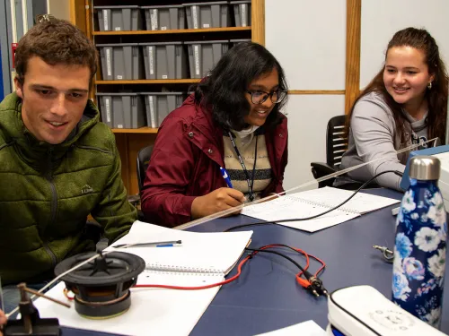 students in a physics lab