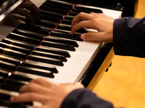Playing a piano