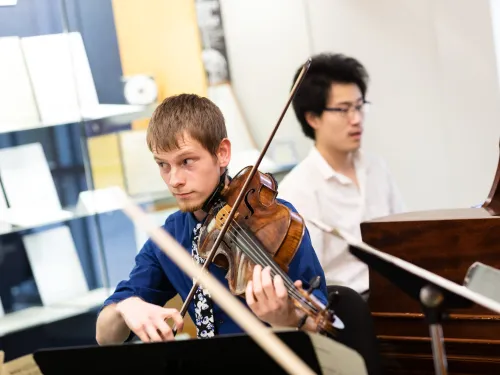 Students working in a chamber group