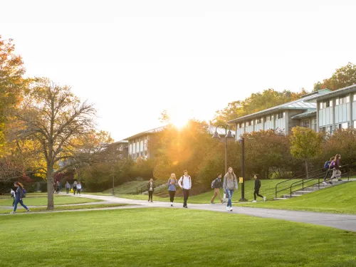 students walking on the quad