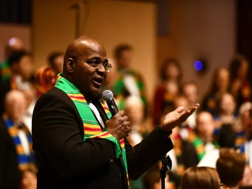 man in tuxedo with stole