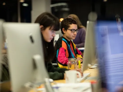 Student working on a computer