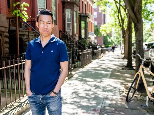 man on a New York City street