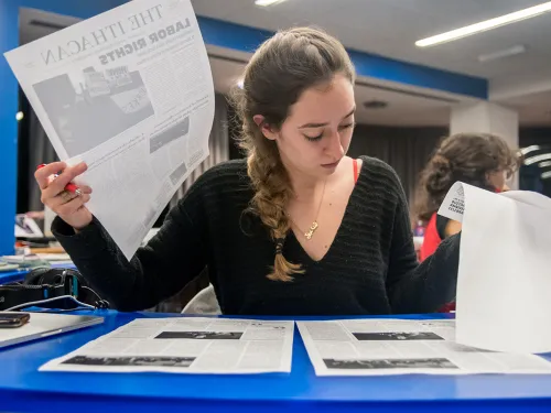 Sophia Adamucci '20 working at a desk