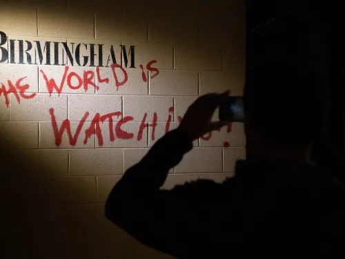 A graphic design. An image of the edmund pettus bridge with an MLK Scholar Program logo overlay