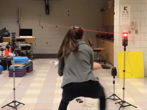 Student reacting to timing sensors