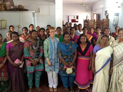 woman standing in a group