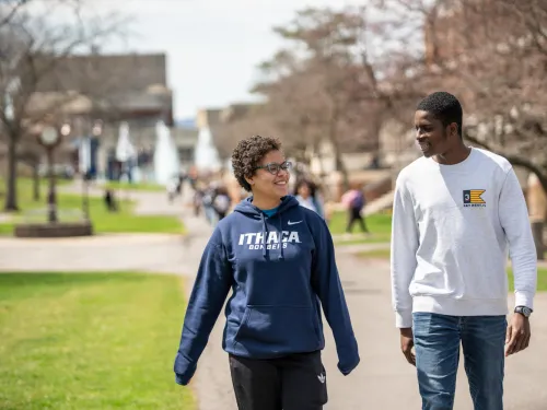 students walking on campus