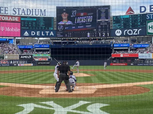 Tim Locastro at the plate for the Yankees.