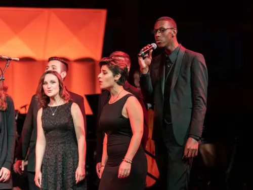 Students singing in a group