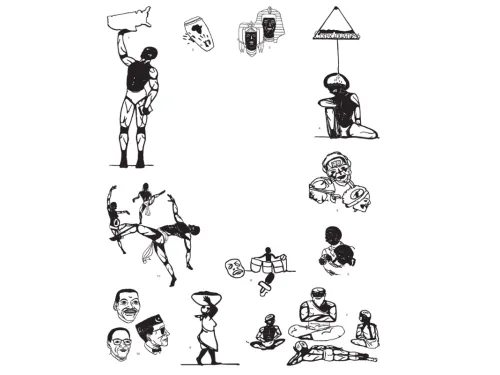 A collage of images from the ALS mural