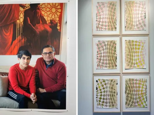 Picture of images from the exhibit First Light, the Skylarks Sing andThicker Than Forget