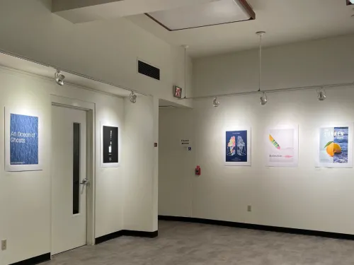 Posters hanging in a Gallery