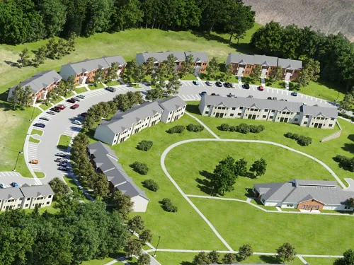 Circle Apartments Aerial View Using IC Campus Map