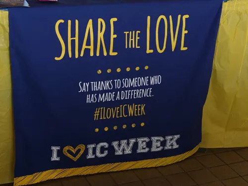 A banner saying share the love
