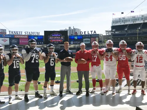 Ithaca and Cortland players and coaches inside Yankee Stadium