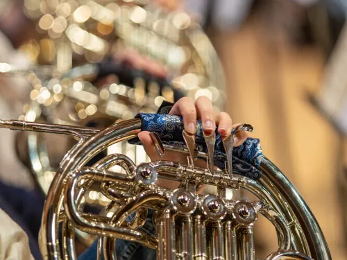hand on a brass instrument 