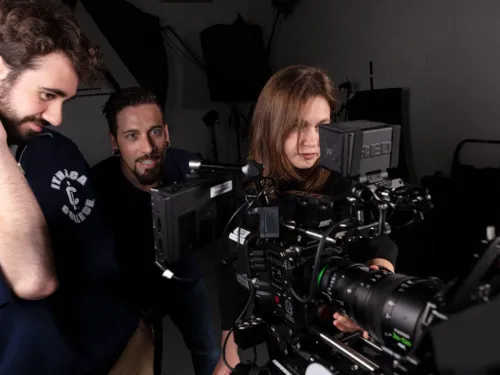 Students using a camera