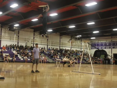 Ariana Wunderle walking on a tightrope