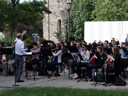 musicians performing in a park